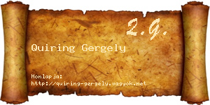 Quiring Gergely névjegykártya